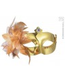 MASCHERA DOMINI METALLIZZATI ORO CON FIORE