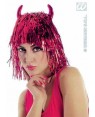 PARRUCCHE DIAVOLO IN FILI DI LAME CON CORNA