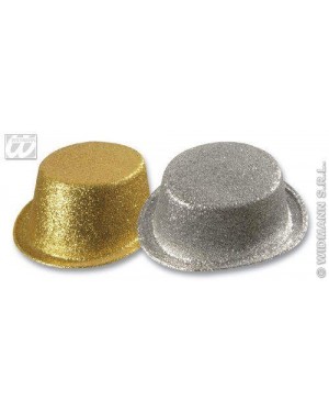 widmann 2799b cappello cilindro glitter oro/argento