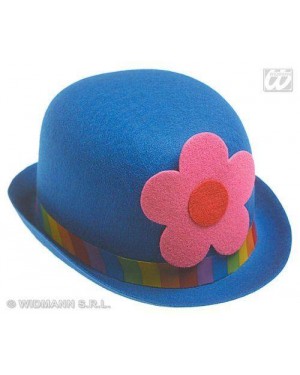 widmann 2554b cappello bombetta clown feltro con fiore