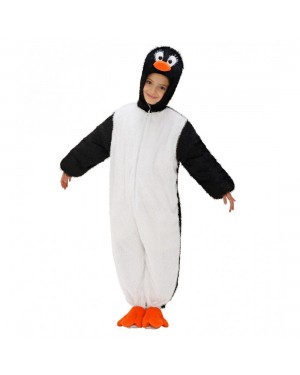 Costume Pinguino 5/8 Cm 134 In Peluche Con Capp