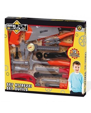 giochi preziosi rdf50775 brikkolo - set attrezzi 15 pezzi assoriti e access