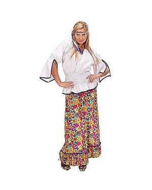 Costume Hippie Woman L In Vell.Camic,Pant,Fasc.Tes