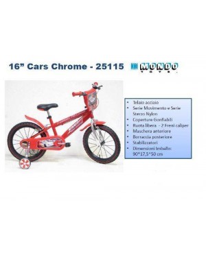MONDO 25115 bicicletta 16 cars chrome 5-8 anni