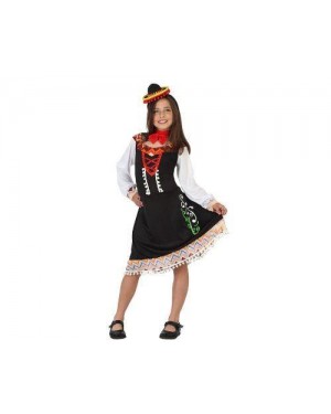 Costume Mariachi Messicana, Bambina T3 7-9 Anni