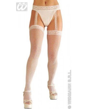 widmann 4777w calze a rete autorreg.bianche c/ reggicalze pizzo