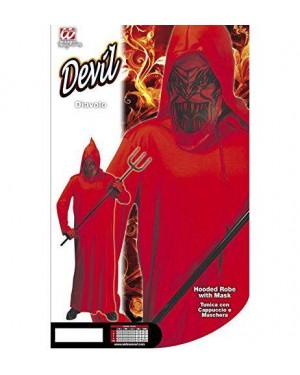 Costume Diavolo Con Tunica Con Cappuccio E Mascher