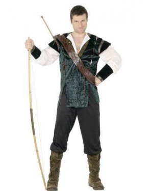Costume Robin Hood L Pantalone, Camicia, Verde