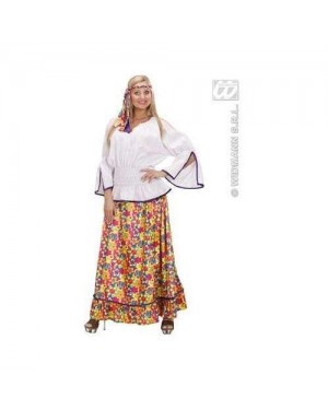Costume Hippie Woman M In Vell.Camic,Pant,Fasc.Tes