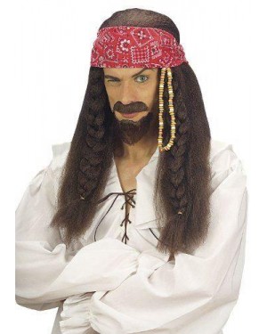 widmann c6368 parrucca pirata dei caraibi con band. barba baffi