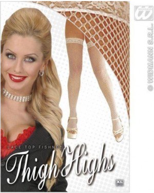 widmann 2080a calze a rete autoreggenti bianche con pizzo xl