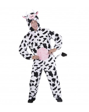 Costume Mucca Peluche M Cappuccio Maschera