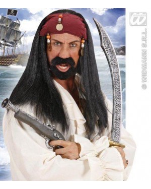 widmann 6406d parrucca pirata dei caraibi con bandana e perline