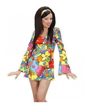 WIDMANN 7396H costume flower power girl xl vestito, fascia per
