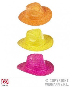CAPPELLO COWBOY IN PAGLIA ASS.ROSA GIALLO ARANCION