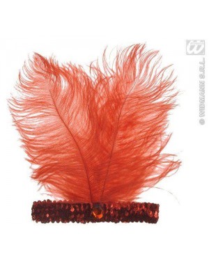 widmann 8669d fasce rosse in paillettes con 2 piume e gemma