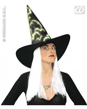 widmann 5157r cappello strega pvc stampa pipistr. con capelli