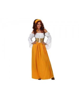 Costume Serva Medioevale Giallo Adulto Xl T4