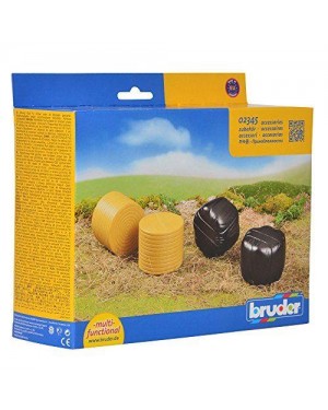 bruder 02345 accessories: 4 round hay bales (2 pcs. sorted blac