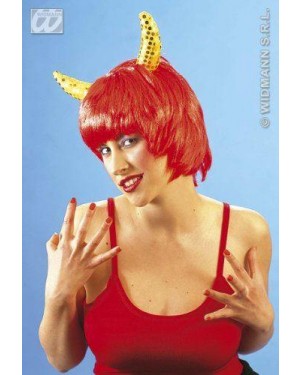 widmann e6120 parrucca diavola corta con corna in pailettes@