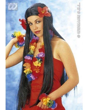 widmann h6094 parrucca aloha con fiori ibisco-in scatola
